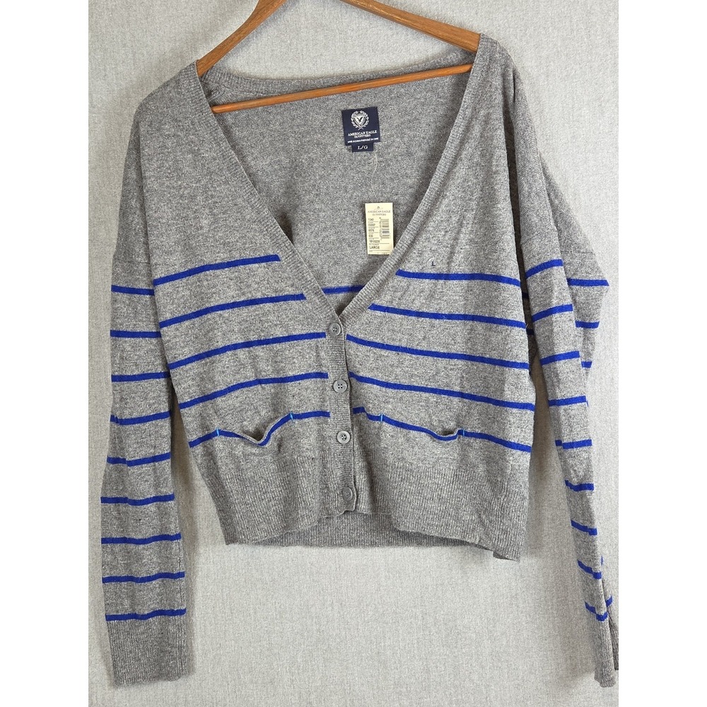 American Eagle Outfitters Women's L Wool Blend Cardigan Sweater Cropped Y2K NEW‎